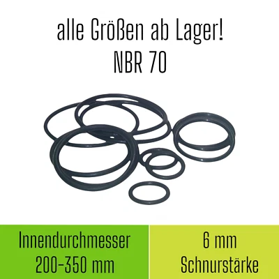 INDUSTRIEWERK.SHOP O-Ring ID Ø 200-350 mm x Schnurstärke 6 6,0 6.0 NBR 70 Dichtring O 0 Ring OR 👍