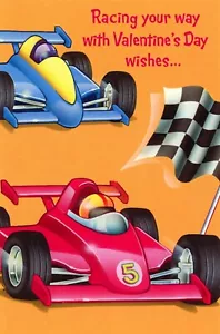 Fun VALENTINE'S DAY Card FOR KID BOY, Race Cars by American Greetings + Envelope - Picture 1 of 5
