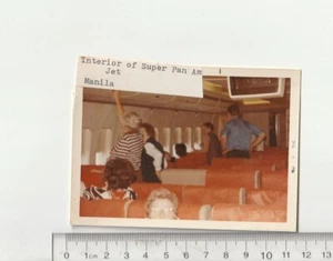 Vtg 1971 Photo Philippines Manila Interior Of The Super Pan Am Jet People Seats - Foto 1 di 3