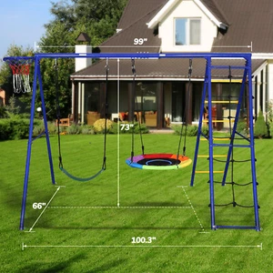 Hapfan Metal Playground Swing Set 6 Station for Kids Outdoor Backyard Playset - Picture 1 of 11