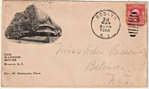 1904 Roslyn NY 9 bar grill cl Illust advt THE MANSION HOUSE coperchio (h244) - Foto 1 di 2