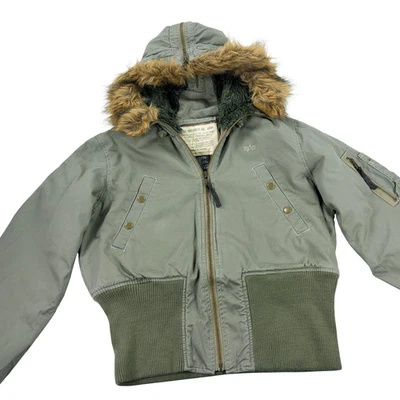 Chaqueta de Vuelo con Capucha de Bombardero Anita Alpha Industries De Colección NOS Talla M Verde Oliva Foto 1 de 4