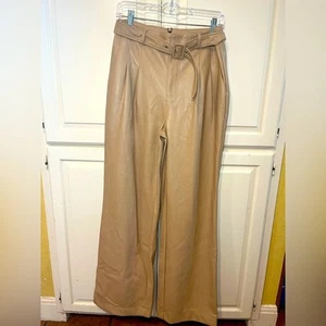 Seven for Mankind wide leg Vegan Tan Leather pants. Medium. NWT - Picture 1 of 7