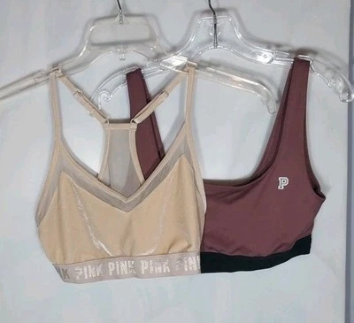 Sujetadores deportivos Victoria's Secret Ultimate rosa talla L lote de 2 logo elástico cómodos Foto 1 de 4