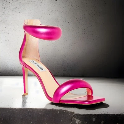 Sandalias de vestir Steve Madden Partay con correa al tobillo de aguja para mujer 7 rosa metálico Foto 1 de 4