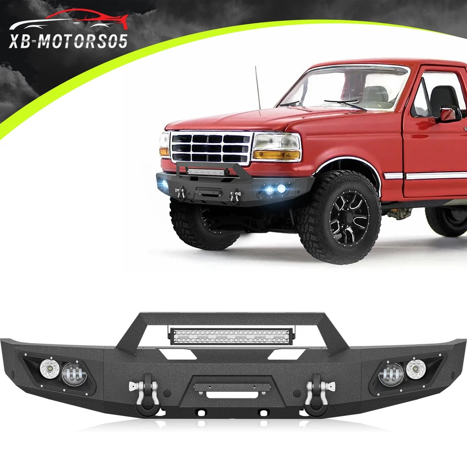 Front Bumper For Ford F-150 F-250 F-350 1992-1997 W/ Winch Plate & Sensor Holes  Foto 1 de 4