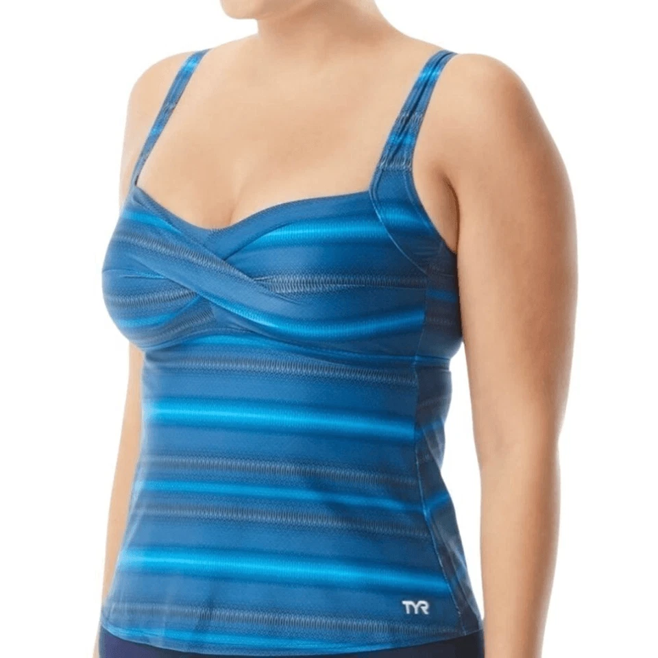 Sutiã TYR Tramonto torcido Tankini top azul torção frontal maiô maiô 8 - Imagem 1 de 4