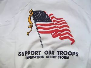 SWEATSHIRT XL white Waving USA Flag Operation Desert Storm Support Troops G - Picture 1 of 5