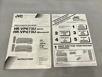 JVC HR-VP673U VCR Original Manual & Quick Start Instructions - Image 1 of 2