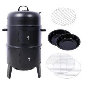Parrillas ahumadoras de madera cocina al aire libre 16 pulgadas vertical portátil barbacoa parrilla para acampar - Imagen 1 de 24