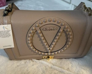 Valentino by Mario Valentino Alice Rock Shoulder Bag Leather Light Pink New WTag - Picture 1 of 4
