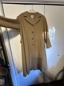 Kristen Blake Preppy Cashmere Wool Trench Coat Woman size  14 Button Up - Picture 1 of 12