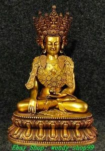 DaMing Yongle Marked Purple Bronze 24 K Gold Shakyamuni Amitabha Buddha Statue - Picture 1 of 9