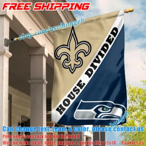 New Orleans Saints vs Seattle Seahawks House Divided Flag 28X40" Banner 2024 NFL - Picture 1 of 4