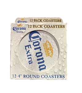 Corona Extra logo Drink Beer Coasters 12 Pack 4" Diameter Round NEW IN BOX - Picture 1 of 2