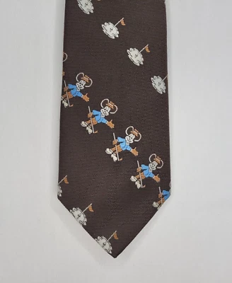 Corbata Cervantes Marrón Mickey Mouse Golfista Golf Qiana Nylon Disney DE COLECCIÓN Foto 1 de 4