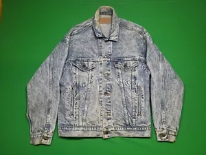 VTG 80s Levis MEDIUM 70507-0219 Acid Wash Trucker Denim Jacket Men's Made In USA - Picture 1 of 17