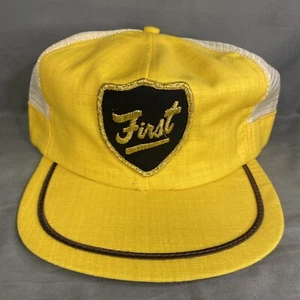 Vintage Terre Haute First Bank Truckers Cap Hat Mesh Snap back - Picture 1 of 4