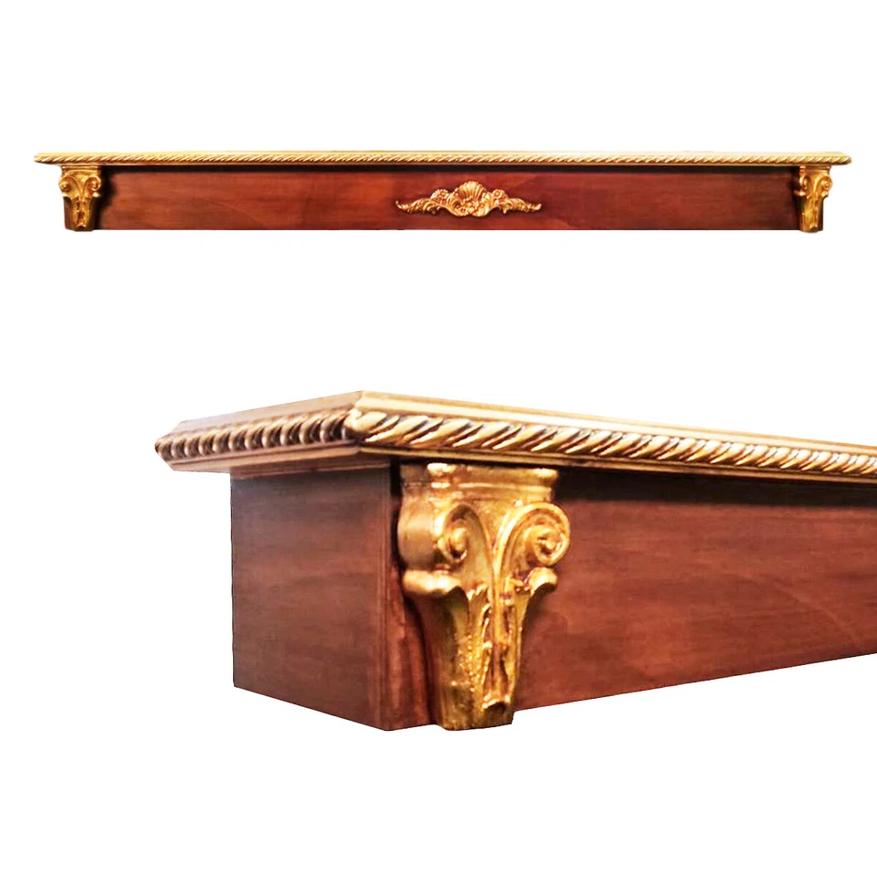 Mantovana Elegante Legno Scuro SU MISURA con Decorazioni Cornici Dorate SARANI