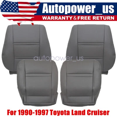 Cubierta de asiento de cuero gris inferior y superior para Toyota Land Cruiser 1990-1997 Foto 1 de 4
