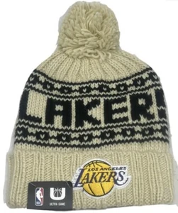 Los Angeles Lakers Cuffed Knit Beanie Black Tan Pom Winter Snowboard Ski NBA New - Bild 1 von 2