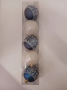 Adornos navideños estilo navideño de 5 quilates a prueba de roturas blanco y azul con blanco NUEVO - Imagen 1 de 5