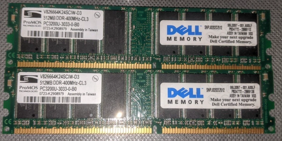 2x Promos V826664K24SATG-D3 512MB DDR-400 (PC-3200) PC-3200U RAM Memory - Image 1 of 1