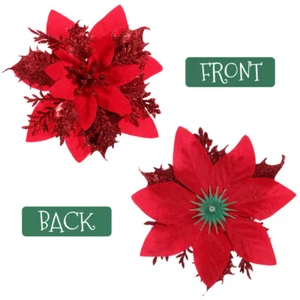 TOYANDONA 12pz Natale Glitter Artificiali Poinsettia Fiori Natale - Foto 1 di 15