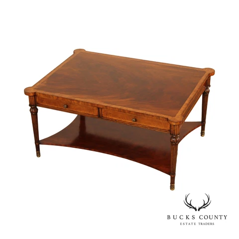 Quality Flame Mahogany Cocktail Table with Four Drawers Cover