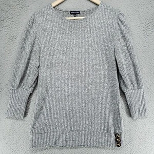 Olivia Blu Damen S Pullover meliert grau Taille Bindeband Design Langarm - Bild 1 von 19