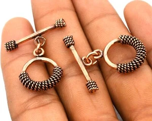 3 Sets 17X27mm Bali Toggle Clasp Antique Copper - Picture 1 of 2