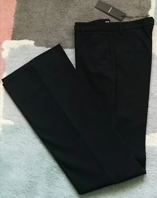 PANTALÓN BOOTCUT STEFANEL NEGRO INTELIGENTE ALGODÓN TRABAJO OFICINA S UK 38 IT NUEVO  Foto 1 de 4