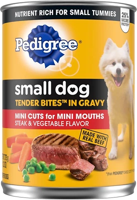 Консервированный влажный корм для собак Pedigree Small Dog Tender Bites in Gravy (12) 13,2 унции Can - Изображение 1 из 4