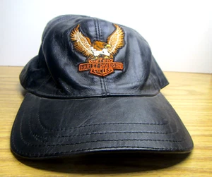 Harley Davidson Cappellino Moto Pelle Motociclista Logo Aquila Autobloccante Raro Vintage - Foto 1 di 15