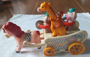 Vintage Wind Up Plastic Circus Wagon W/Musical Animals-Works - Picture 1 of 3