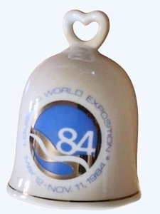 Louisiana Weltausstellung 1984 Souvenir Keramik Glocke Herzgriff Goldrand - Bild 1 von 4