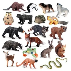 18Pcs Forest Animals Figures - Plastic Woodland Creature Toy Figurines Set A - Picture 1 of 7