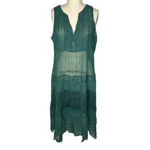 Sundance Green Sheer Lace Sleeveless Midi Dress Size Large - Picture 1 of 5