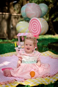 Rosa Prinzessin Geburtstag Kleid für Kinder bestickt - 12-18M BOUTIQUE VOLLER ROCK - Bild 1 von 5