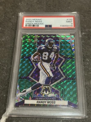 2022 Panini Mosaic - Randy Moss #132 Green Mosaic Prizm PSA 9 - Image 1 of 2