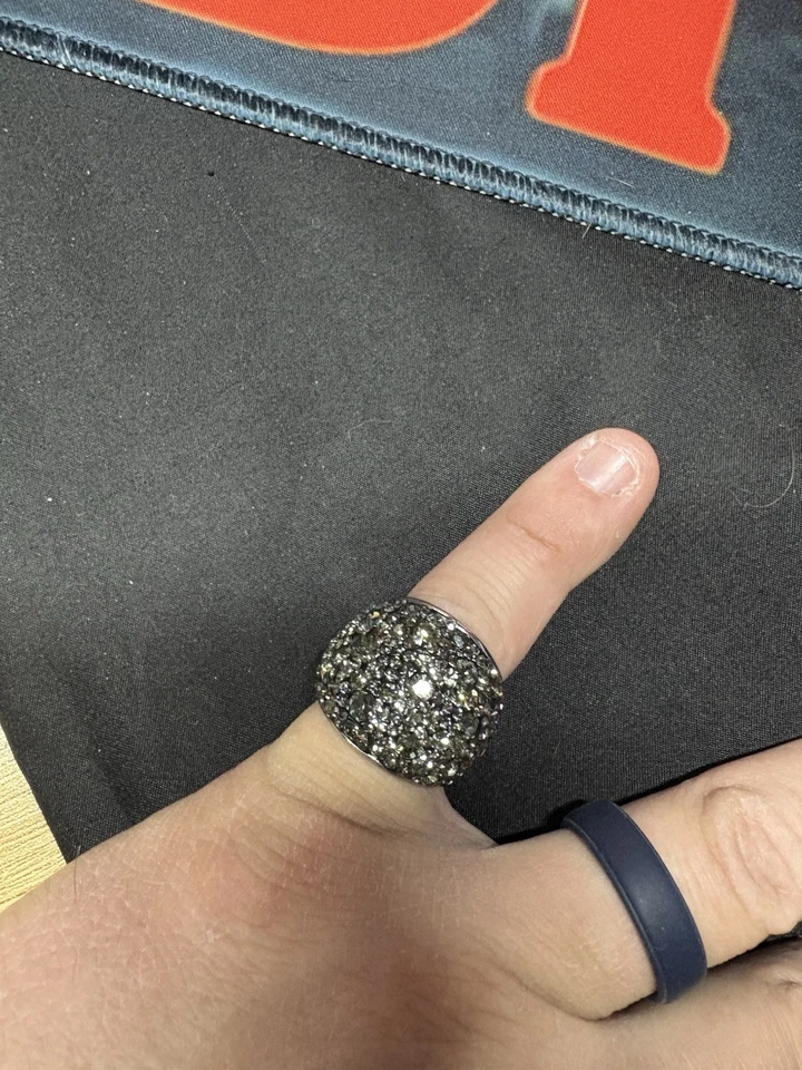 Black CZ  On Stainless Steel Band Made In China Thick Band - Image 1 of 4