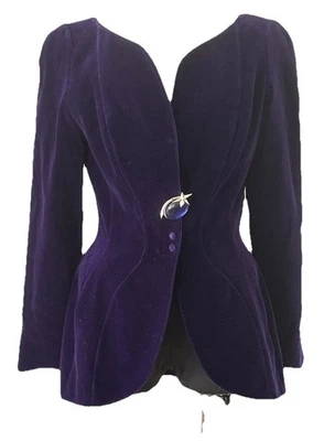 Vintage Thierry Mugler Purple Velvet Jacket Jeweled Shooting Star Detail F40 S - Image 1 of 4