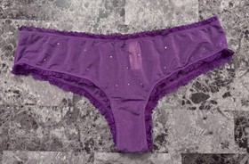 VICTORIA'S SECRET SEXY LITTLE THINGS L PURPLE RHINESTONE RARE HIPHUGGER PANTIES