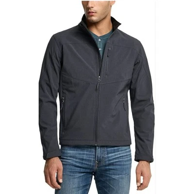TSLA Men's Softshell Graphite Gray Full Zip Medium Jacket Water-Resistant Fleece - Image 1 of 4