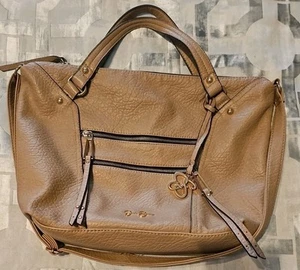 JESSICA SIMPSON CROSSBODY SHOULDER BAG PURSE ZOEY COHO TAN PEBBLE FAUX LEATHER - Picture 1 of 17