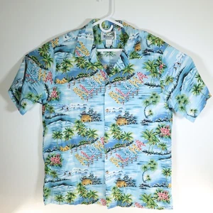 Rainbow Hawaii Made in Hawaii Button up Cotton Shirt XL Extra Large Aloha Floral - Picture 1 of 3