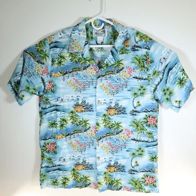 Rainbow Hawaii Made in Hawaii Button up Cotton Shirt XL Extra Large Aloha Floral - Image 1 of 3