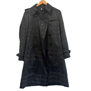 Gabardina para mujer Burberry London negra a cuadros mezcla de algodón talla 10P - Imagen 1 de 6