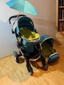 icandy Kinderwagen mit regenschutz & regenshirm und Zweiersitz | Blaufarbig - Bild 1 von 7