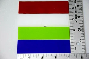 4 PIECES-1"x 4" RED, WHITE, GREEN, BLUE BULLSEYE 3mm THICK GLASS STRIPS 90 COE - Picture 1 of 2